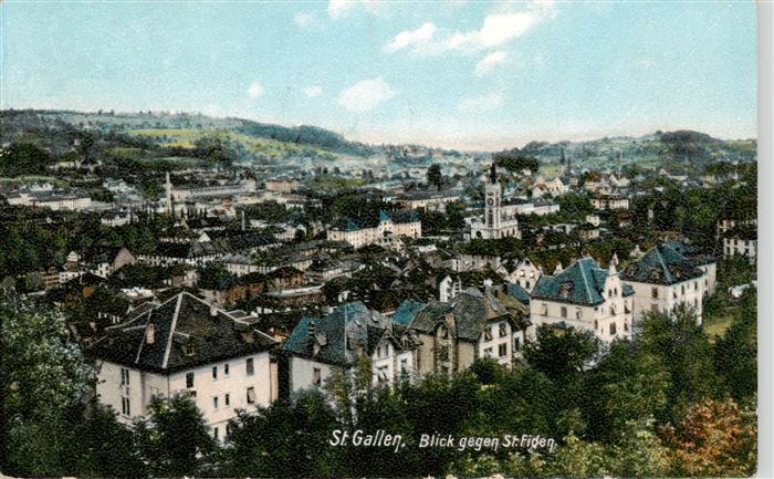 13920692 St_Gallen_SG Panorama Blick gegen St. Fiden Stempel Militaerdienst