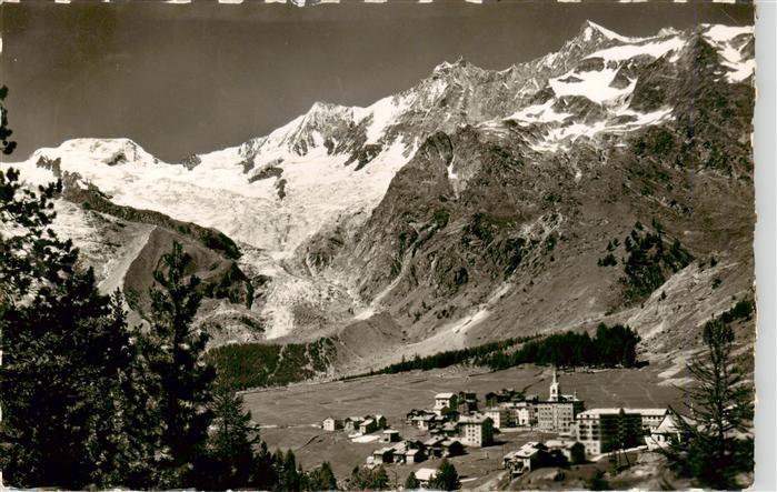 13920748 Saas-Fee_VS Panorama Blick gegen Alphubel Taeschhorn Dom und Lenzspitze