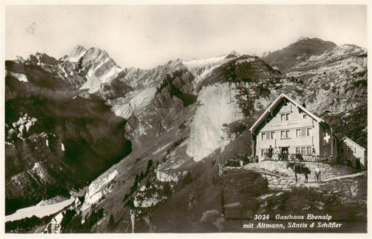 13920763 Ebenalp_1641m_AI Gasthaus Ebenalp mit Altmann Saentis und Schaefler