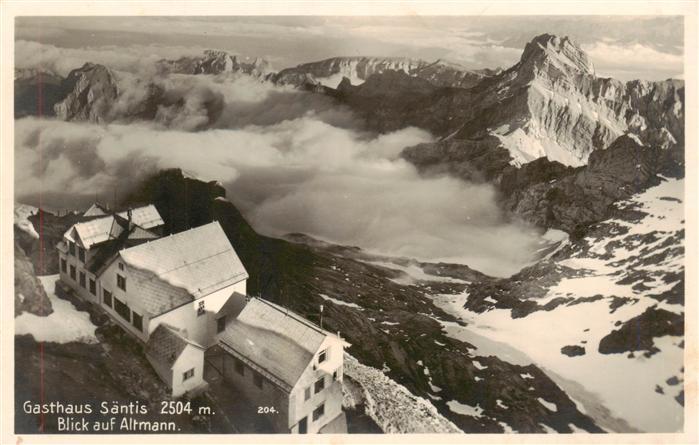 13920807 Saentis_2504m_AR Gasthaus Saentis mit Blick auf Altmann