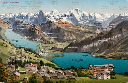 13926420 St_Beatenberg_BE Panoramakarte mit Briezersee und Thunersee