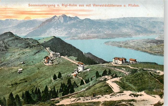 13926465 Rigi_Kulm Sonnenuntergang am Vierwaldstaettersee mit Pilatus