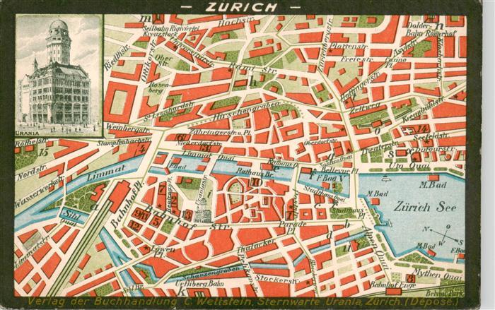 13926514 Zurich__ZH Plan de la ville d'Urania