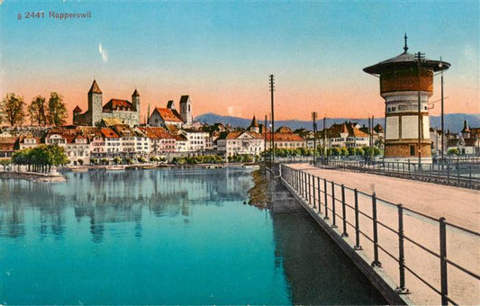 13926602 Rapperswil_BE Teilansicht mit Schloss und Wasserturm