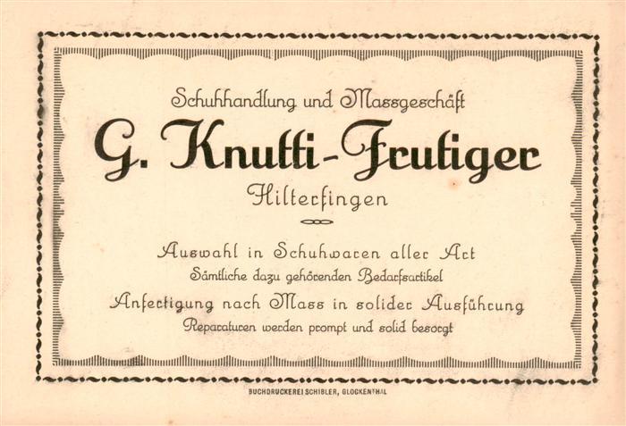 13926605 Hilterfingen_Thunersee_BE Schuhhandlung Knutti-Frutiger Visitenkarte