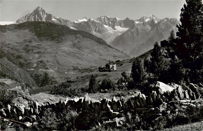 13931839 Eggen_Bellwald_Graechen_VS Panorama Blick gegen Bietschhorn Nesthorn Al