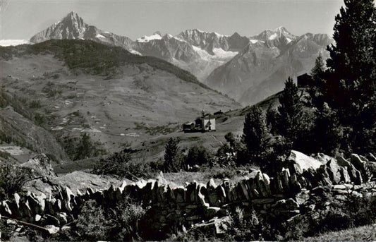 13931839 Eggen_Bellwald_Graechen_VS Panorama Blick gegen Bietschhorn Nesthorn Al