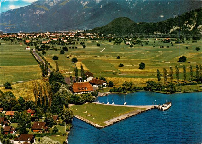 13941952 Interlaken_BE Fliegeraufnahme mit Strandhotel Neuhaus am Thunersee