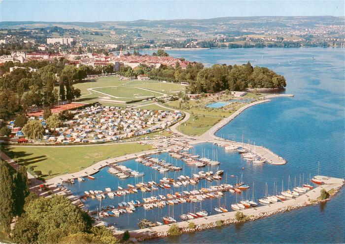 13945302 Morges_VD Camping TCS de Morges au bord du lac de Geneve Vue aerienne