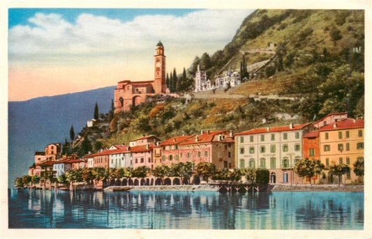 13945712 Morcote_Lago_di_Lugano_TI Teilansicht mit Kirche