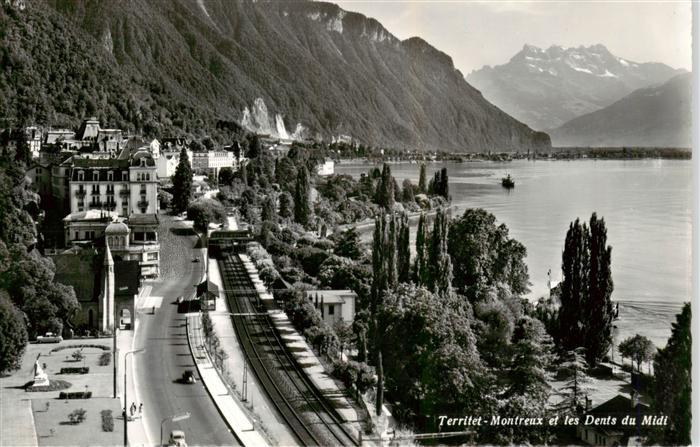 13949464 Territet_Montreux_VD Vue générale Lac Leman et les Dents du Midi Alpes