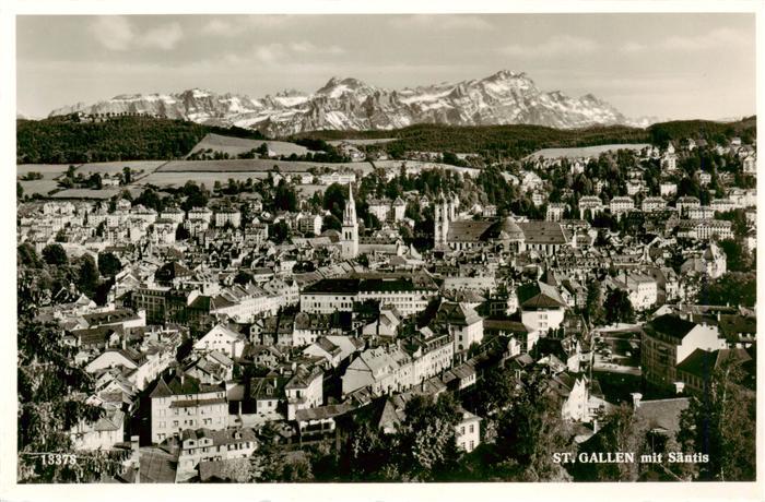 13949750 St_Gallen_SG Stadtpanorama Blick zum Saentis Appenzeller Alpen