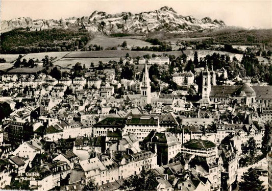 13949807 St_Gallen_SG Stadtpanorama Blick gegen Saentis Appenzeller Alpen