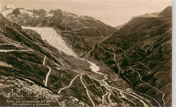 13950005 Furkapass Furka- und Grimselstrasse mit Gletsch Rhonegletscher und Gale