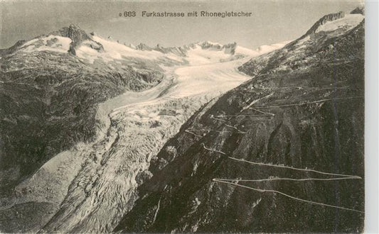 13950012 Furkastrasse_UR mit Rhonegletscher Alpenpass Serpentinen