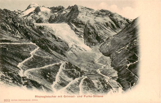 13950014 Rhonegletscher_Glacier_du_Rhone_VS mit Grimsel- und Furkastrasse Alpenp