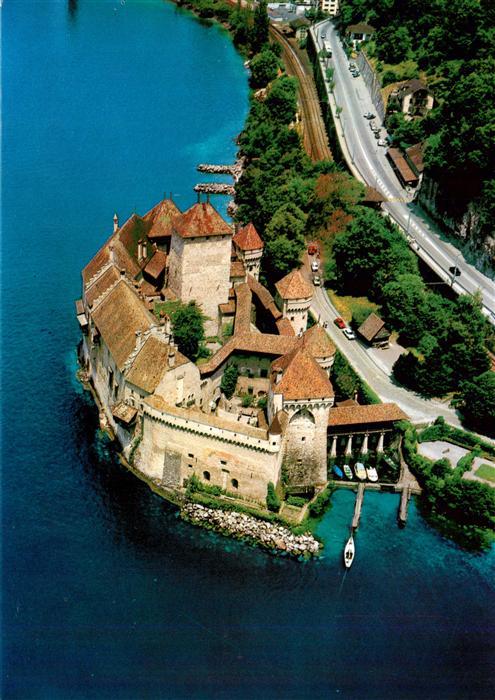 13952961 Montreux__VD Le Chateau de Chillon Vue aerienne