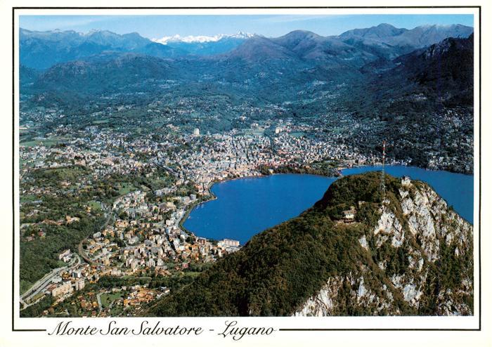 13957345 LUGANO_Lago_di_Lugano_TI Fliegeraufnahme mit Monte San Salvatore