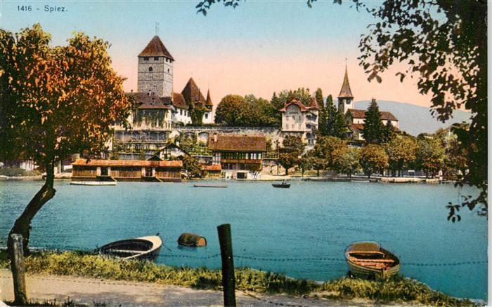 13960748 SPIEZ_Thunersee_BE mit Schloss und Kirche