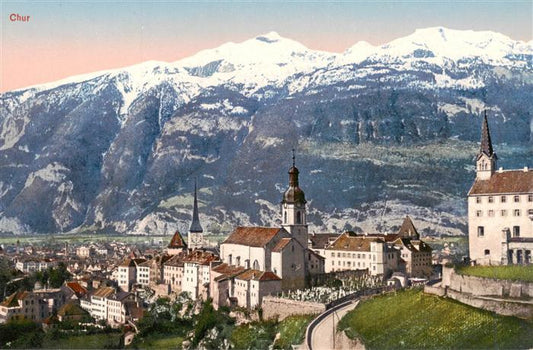 13961177 Chur_GR Vue sur la ville avec église et château