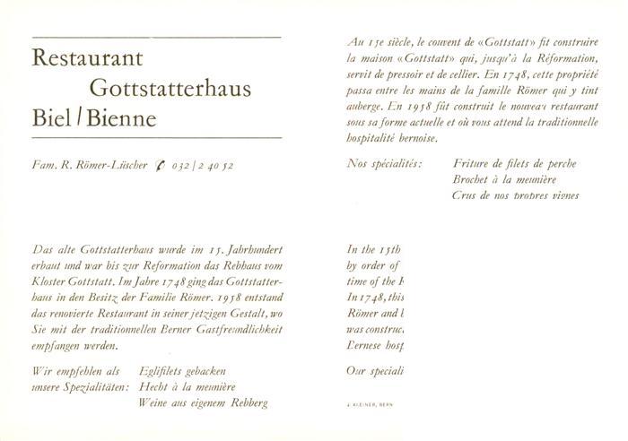 13961822 Biel_Bienne_BE Restaurant Gottstatterhaus chambre d'hôtes