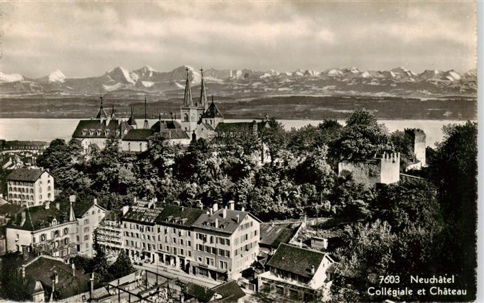 13955521 Neuchâtel_NE Panorama Collégial et Château et les Alpes