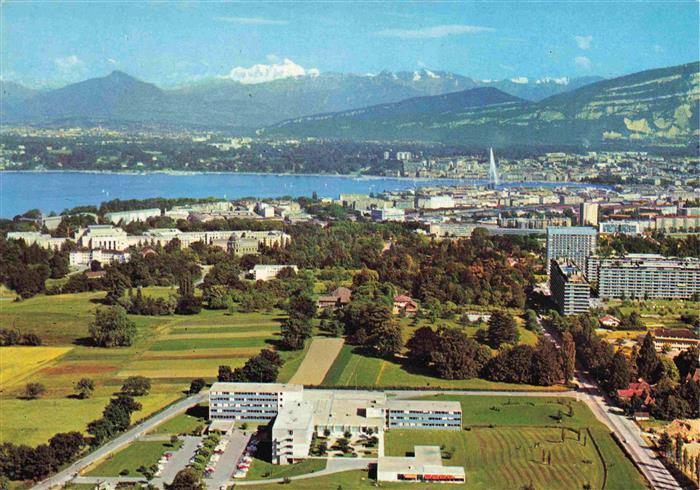 13987100 GENEVE_Genf_GE oekumenisches Zentrum Blick zum Mont Blanc